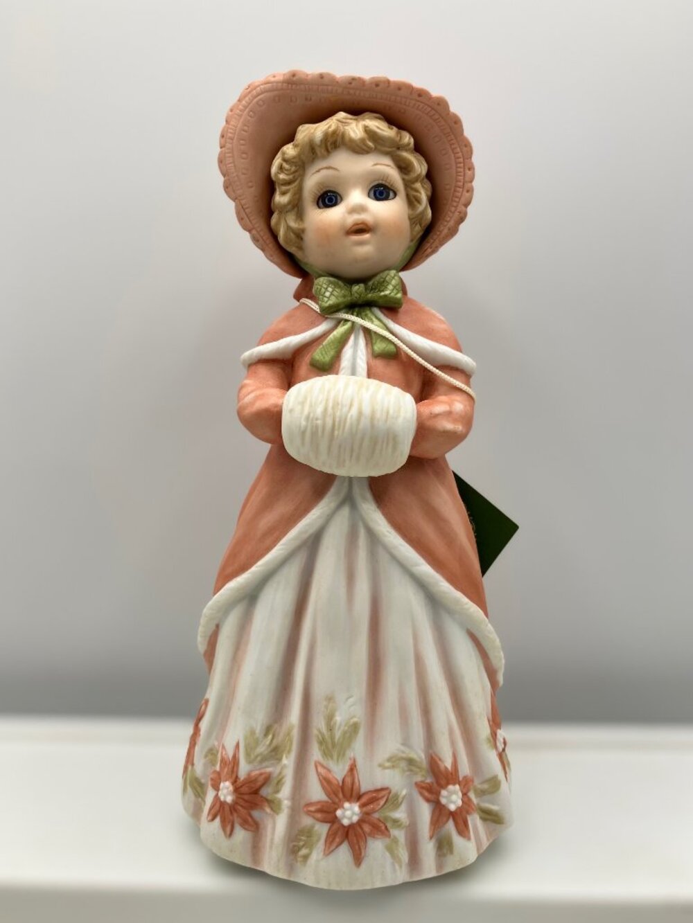 Enesco Victorian "Christmas Doll" Figurine Porcelain Vintage 1982 Taiwan 7.5"H